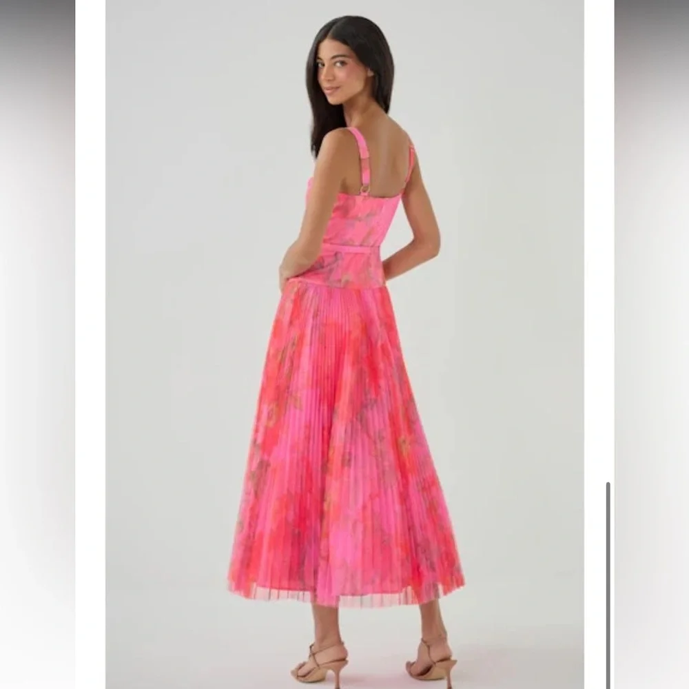 Hutch Lanie pink spanish floral tulle belted maxi gown dress size small NEW - Picture 8 of 8